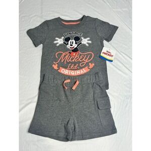 Disney Mickey Mouse Vintage Original Gray Romper Set Toddler  Outfit 3T NWT